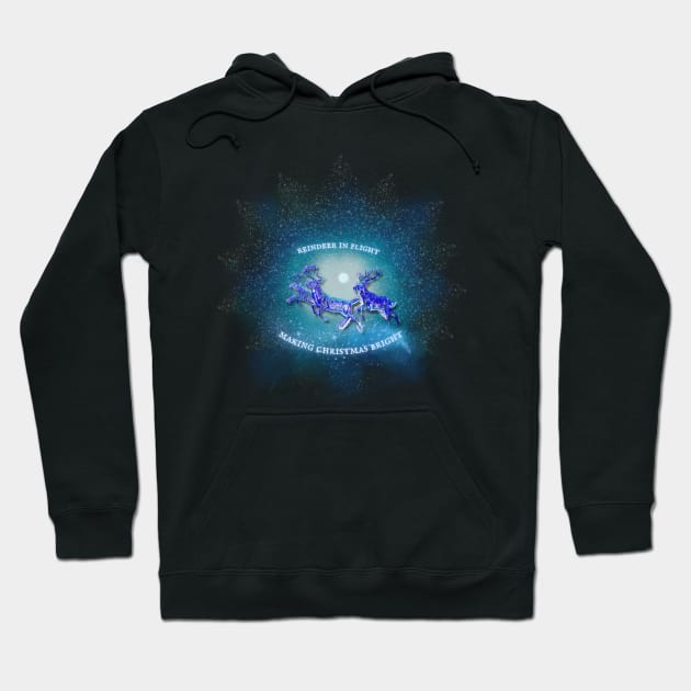 Christmas Collection Magic Reindeer in the Icy Glacial Winter Sky Hoodie by Cristilena Lefter
